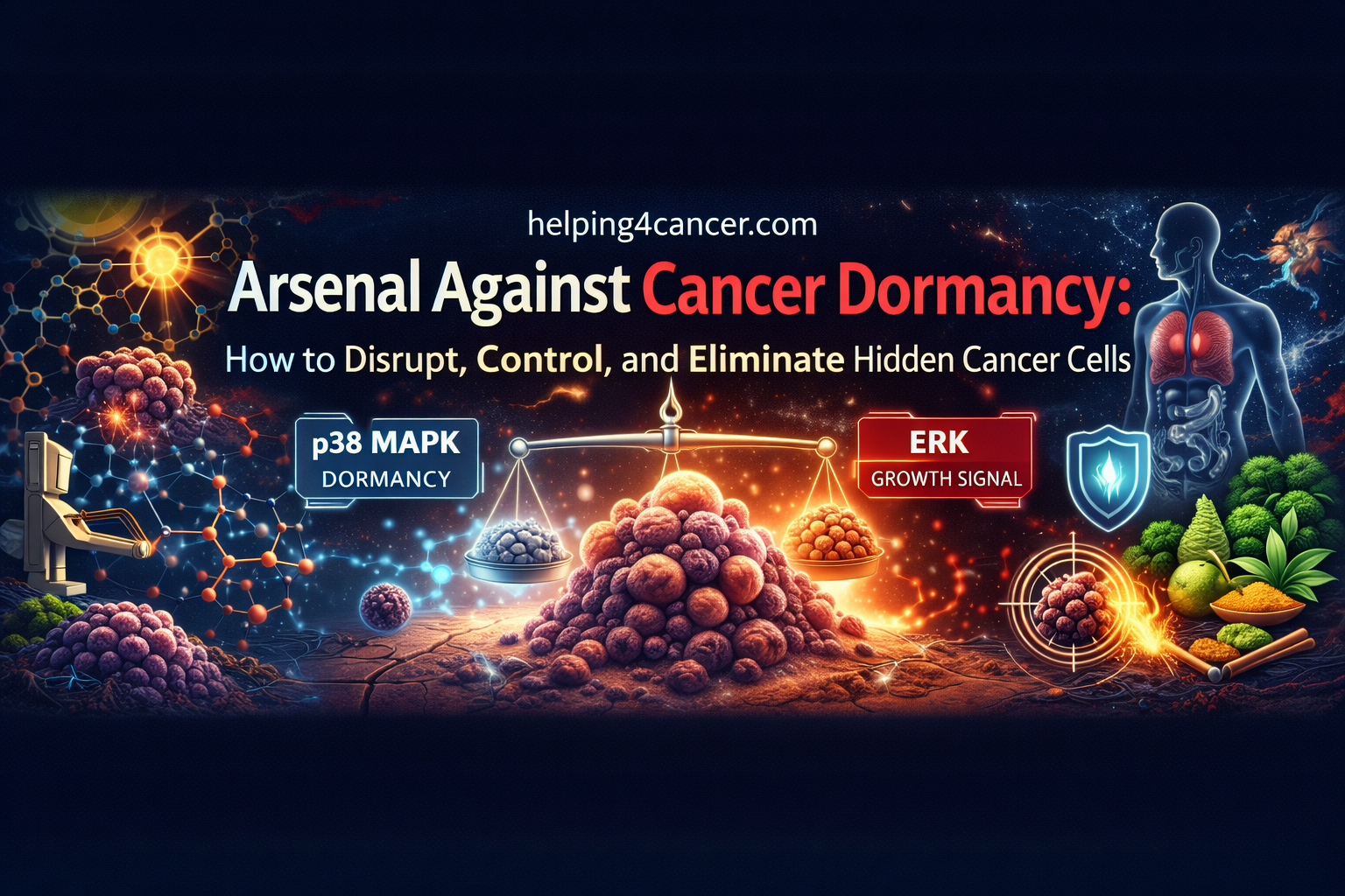 arsenal against cancer dormancy p38 erk pathway diagram disrupting controlling eliminating dormant cancer cells