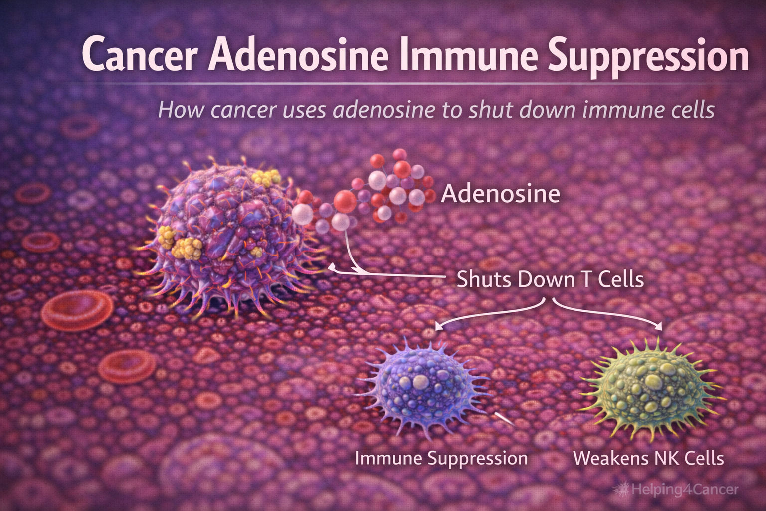cancer cell releasing adenosine suppressing immune cells diagram