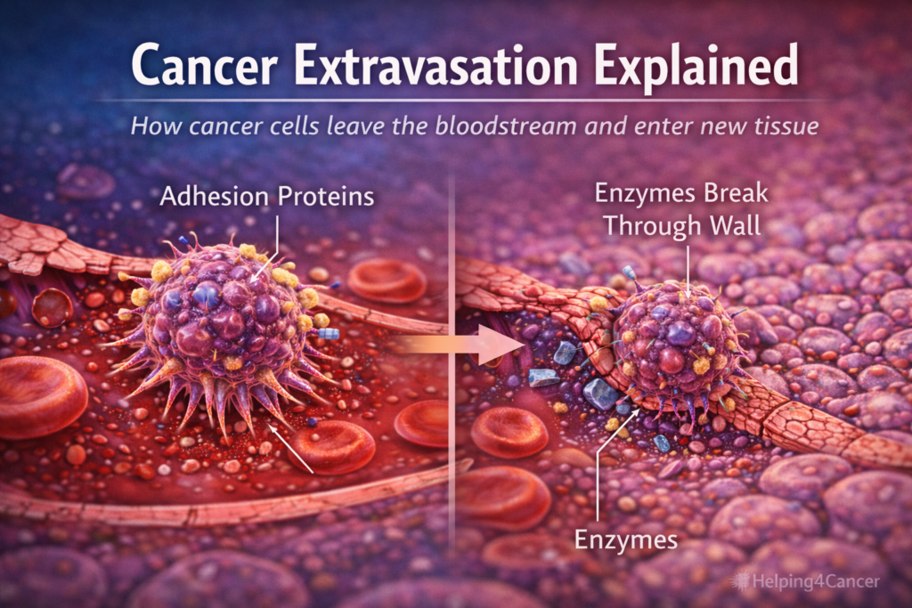 cancer cell exiting blood vessel into tissue diagram