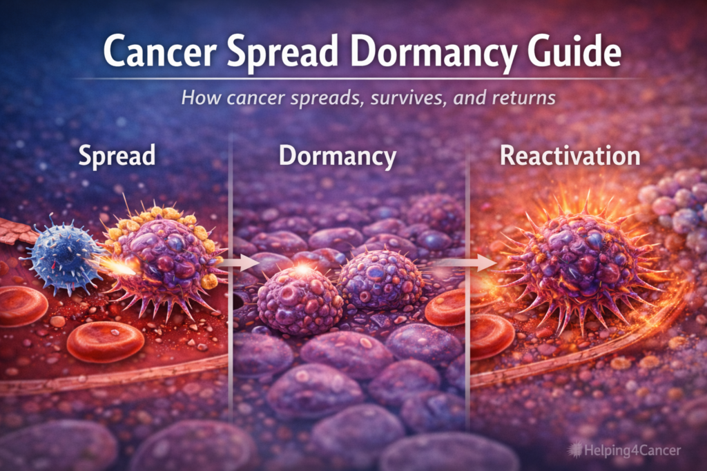 cancer cells spreading hiding and reactivating diagram