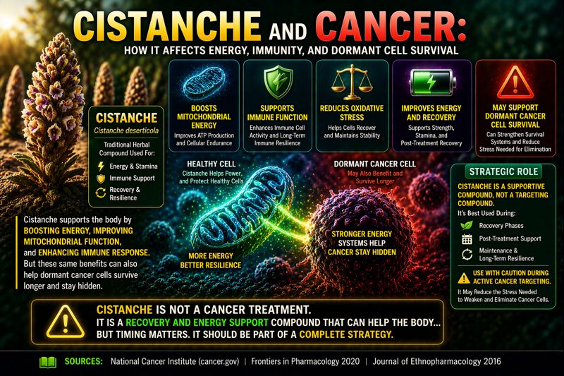 cistanche affecting energy metabolism and dormant cancer cell survival pathways diagram