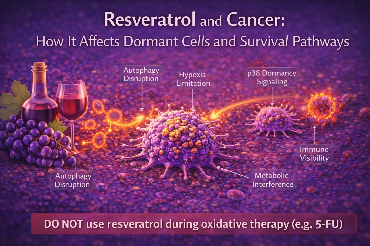 resveratrol affecting cancer cell dormancy and survival pathways diagram